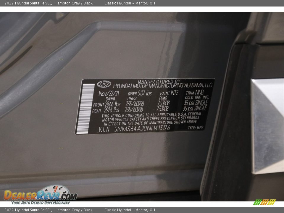 2022 Hyundai Santa Fe SEL Hampton Gray / Black Photo #21