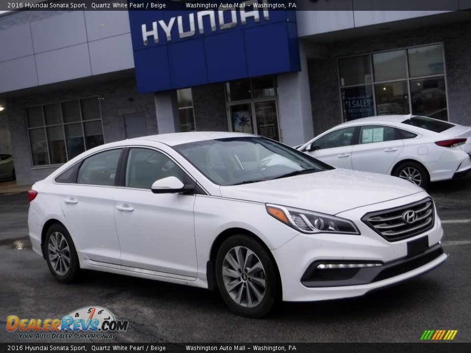 2016 Hyundai Sonata Sport Quartz White Pearl / Beige Photo #1