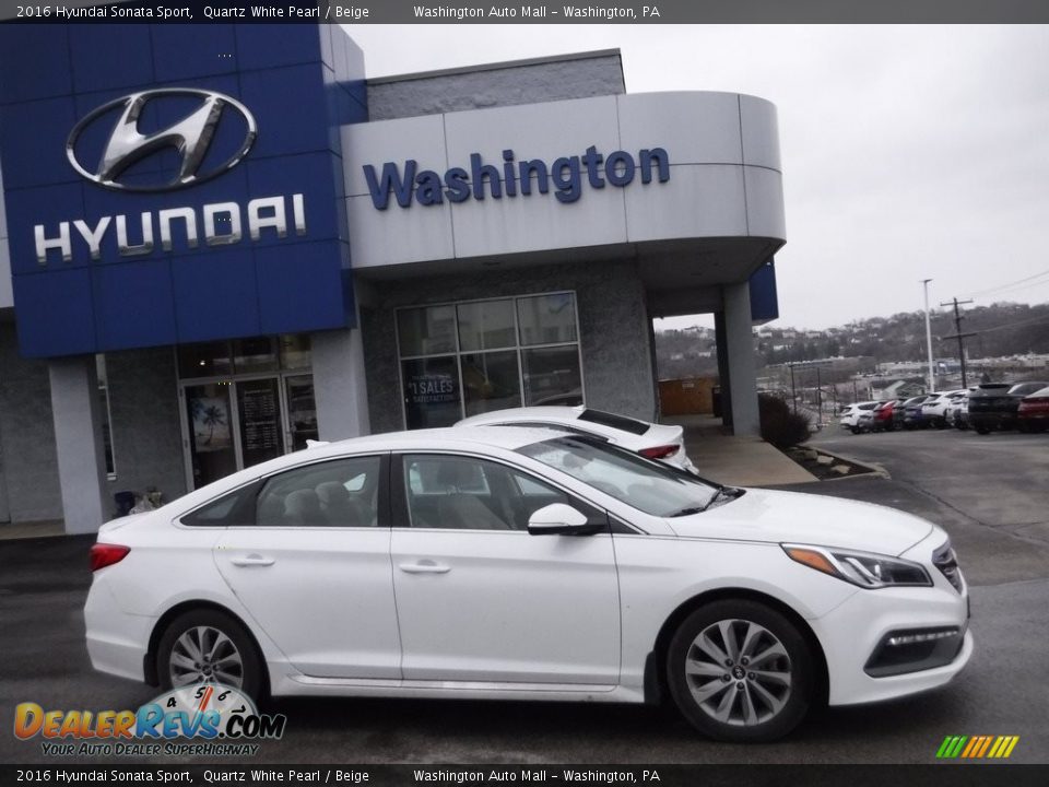 2016 Hyundai Sonata Sport Quartz White Pearl / Beige Photo #2