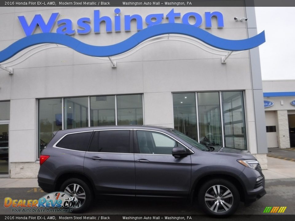 2016 Honda Pilot EX-L AWD Modern Steel Metallic / Black Photo #2