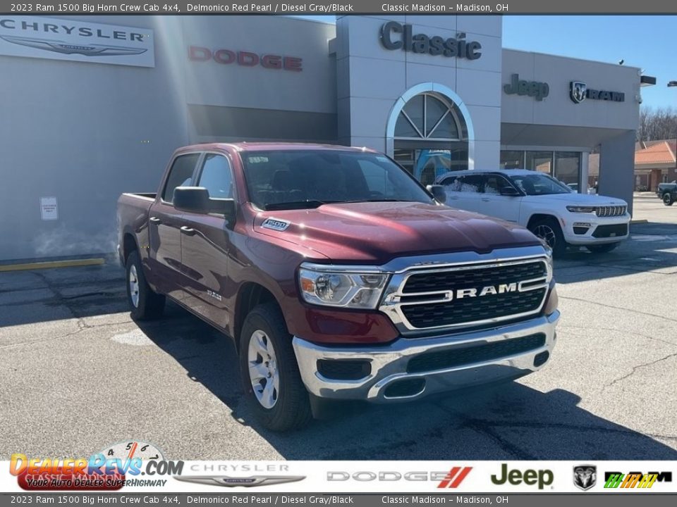 2023 Ram 1500 Big Horn Crew Cab 4x4 Delmonico Red Pearl / Diesel Gray/Black Photo #1