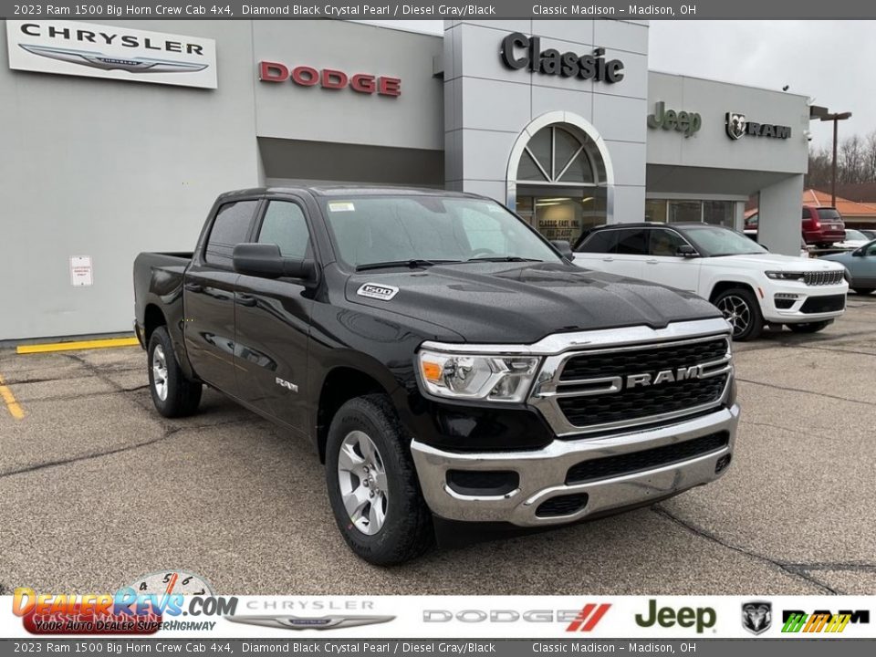 2023 Ram 1500 Big Horn Crew Cab 4x4 Diamond Black Crystal Pearl / Diesel Gray/Black Photo #1