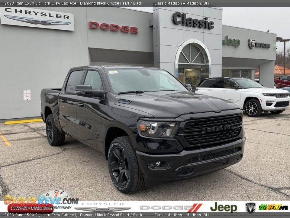 2023 Ram 1500 Big Horn Crew Cab 4x4 Diamond Black Crystal Pearl / Black Photo #1