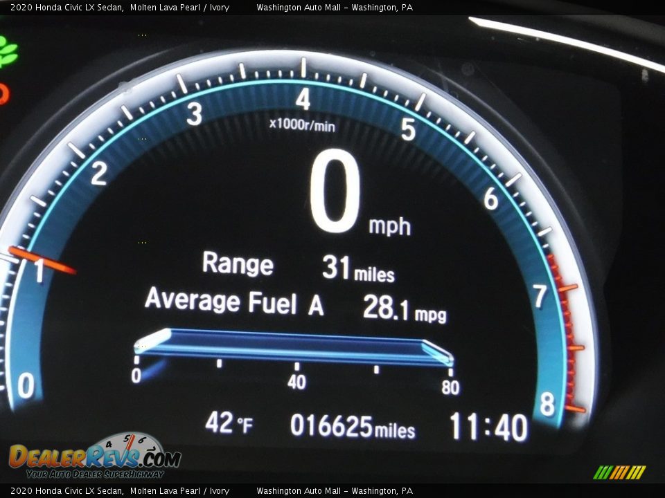 2020 Honda Civic LX Sedan Molten Lava Pearl / Ivory Photo #30