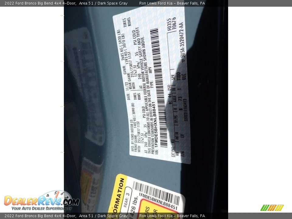 2022 Ford Bronco Big Bend 4x4 4-Door Area 51 / Dark Space Gray Photo #20