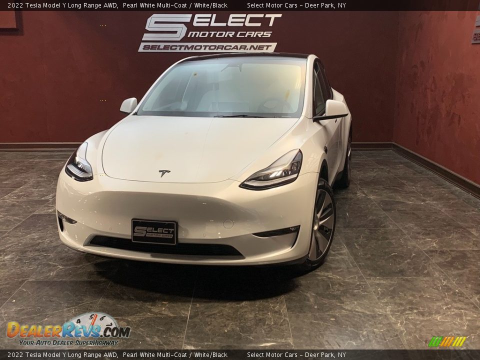 2022 Tesla Model Y Long Range AWD Pearl White Multi-Coat / White/Black Photo #1