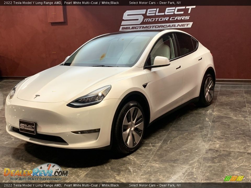 2022 Tesla Model Y Long Range AWD Pearl White Multi-Coat / White/Black Photo #5