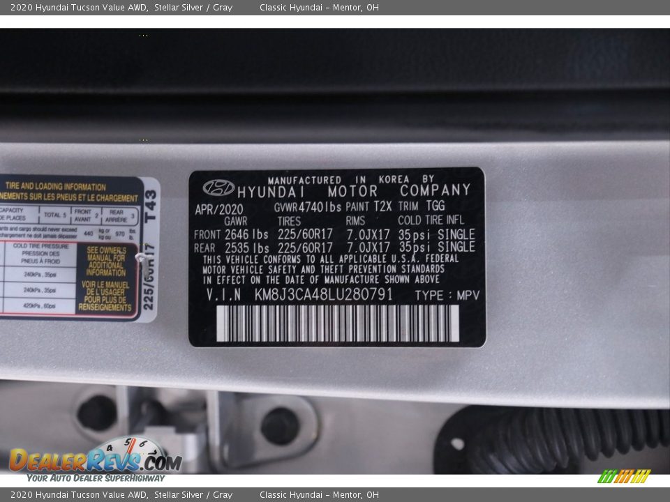 2020 Hyundai Tucson Value AWD Stellar Silver / Gray Photo #20