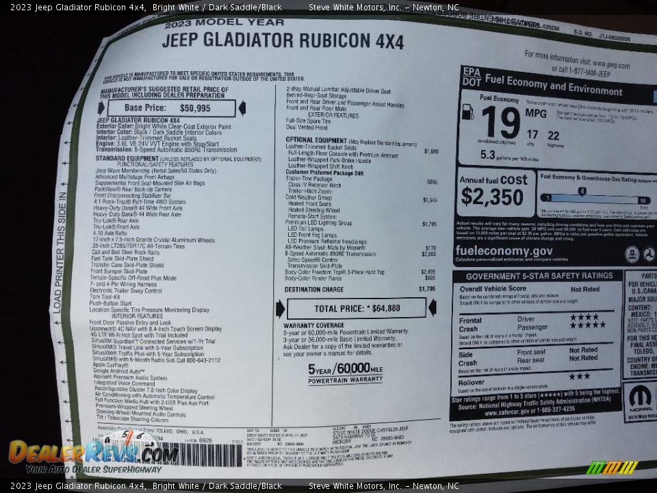 2023 Jeep Gladiator Rubicon 4x4 Bright White / Dark Saddle/Black Photo #30