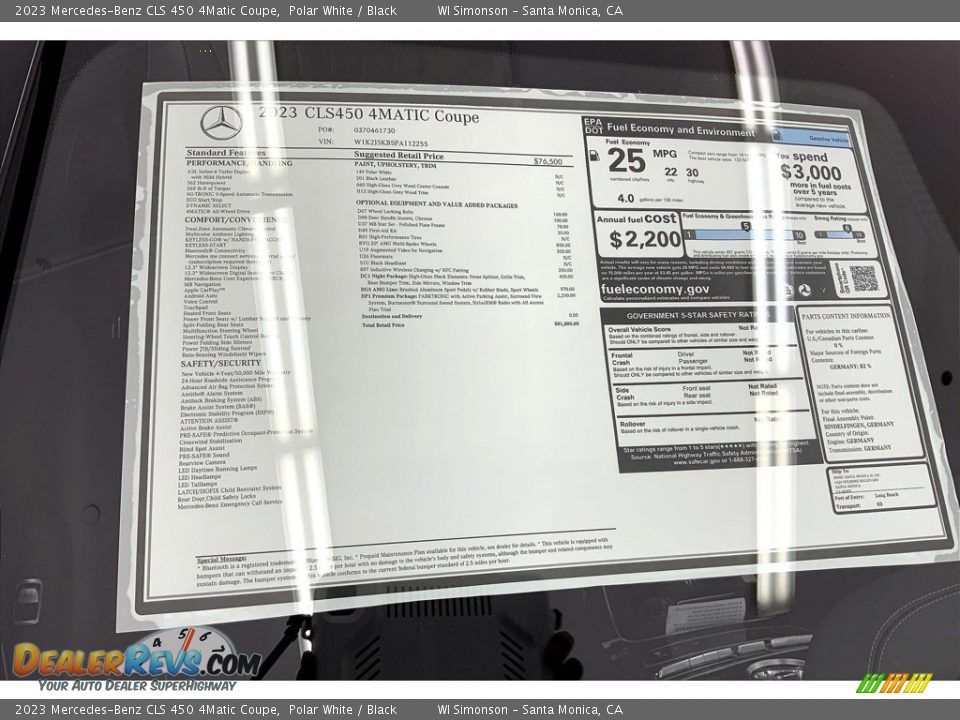 2023 Mercedes-Benz CLS 450 4Matic Coupe Window Sticker Photo #13