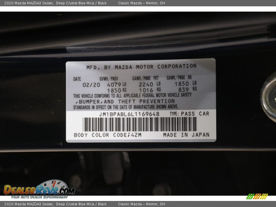 2020 Mazda MAZDA3 Sedan Deep Crystal Blue Mica / Black Photo #20