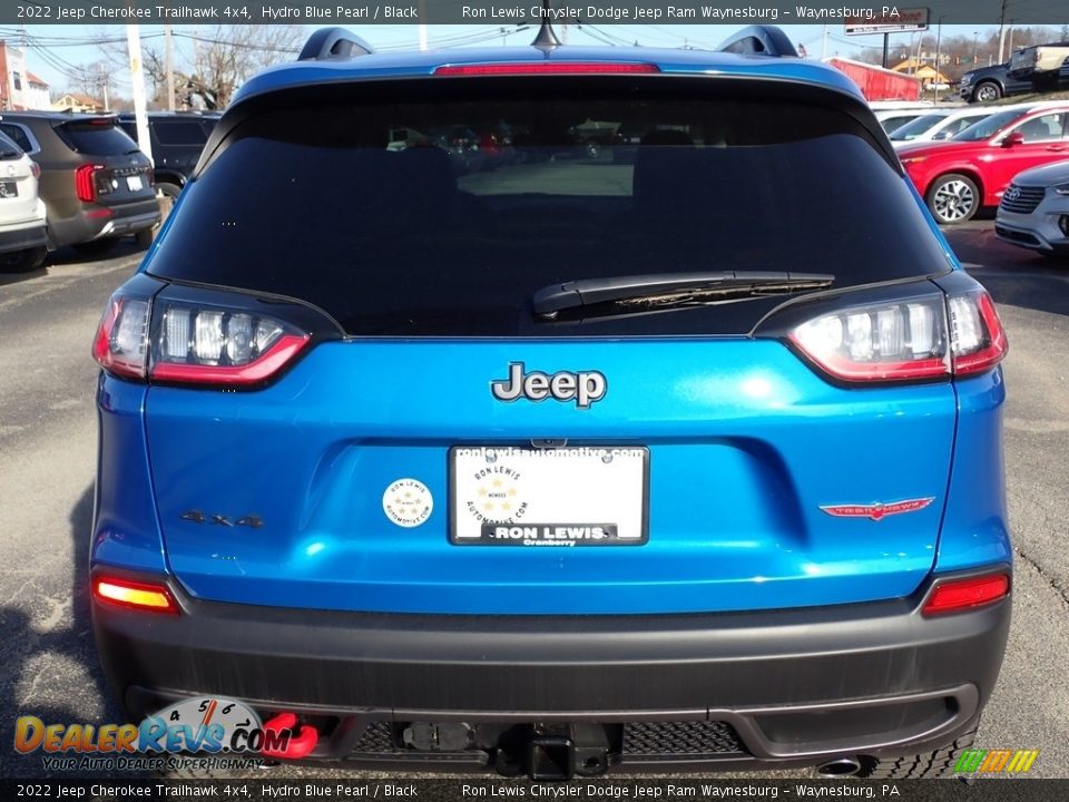 2022 Jeep Cherokee Trailhawk 4x4 Hydro Blue Pearl / Black Photo #4