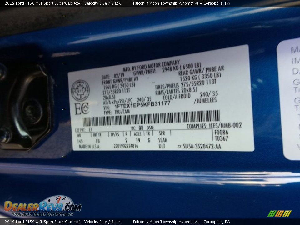 2019 Ford F150 XLT Sport SuperCab 4x4 Velocity Blue / Black Photo #27