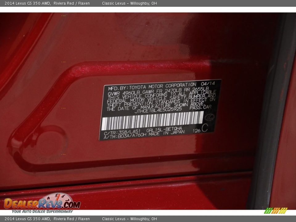 2014 Lexus GS 350 AWD Riviera Red / Flaxen Photo #25
