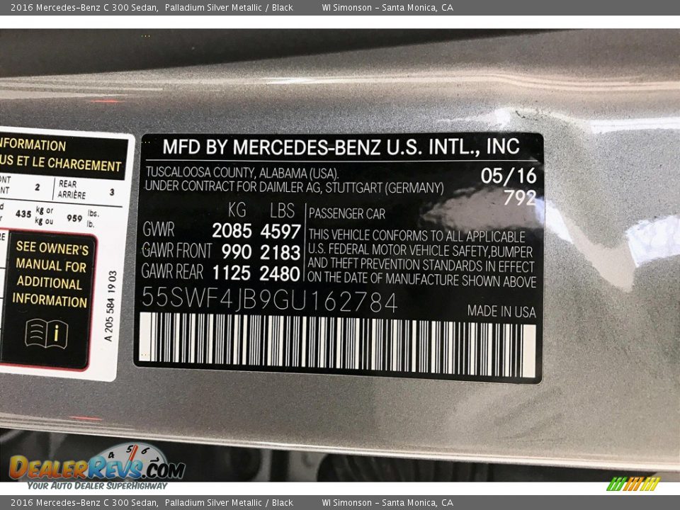 2016 Mercedes-Benz C 300 Sedan Palladium Silver Metallic / Black Photo #21