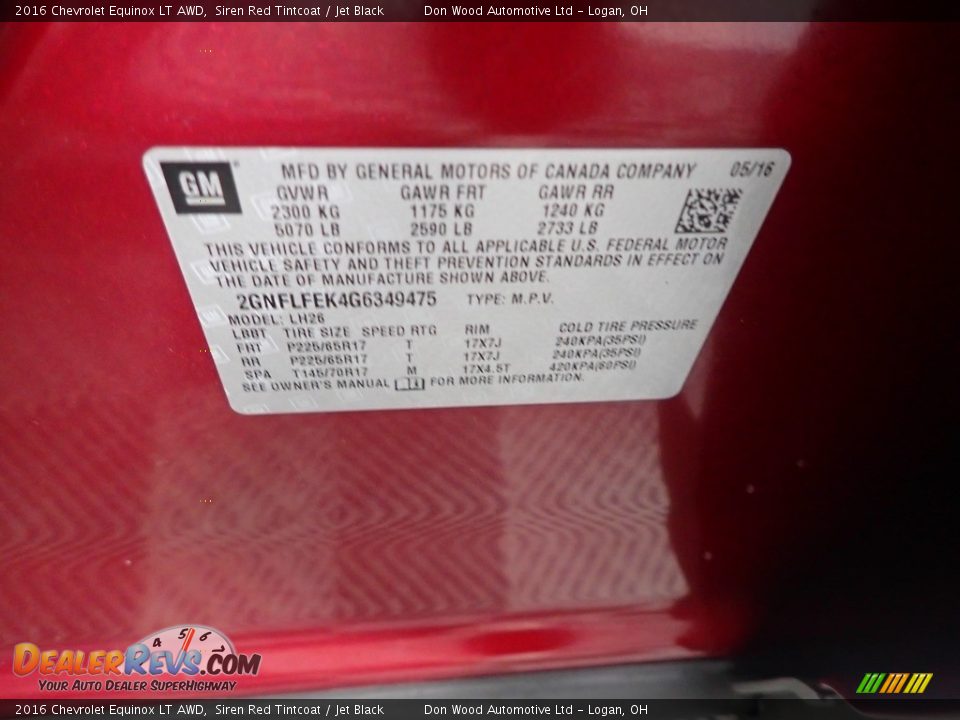 2016 Chevrolet Equinox LT AWD Siren Red Tintcoat / Jet Black Photo #30
