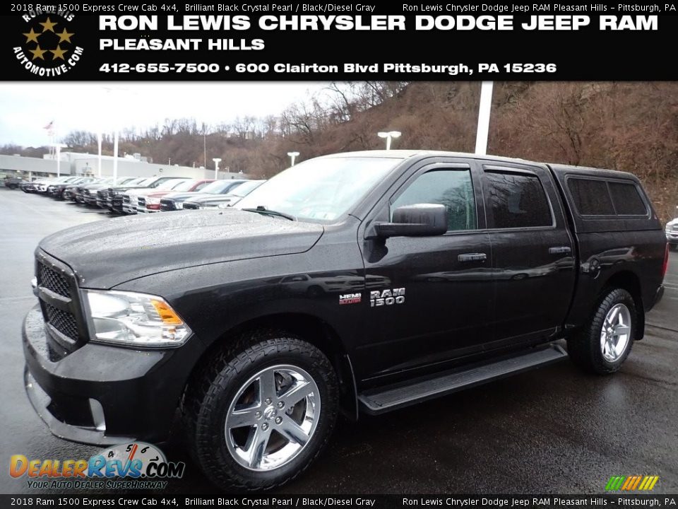 2018 Ram 1500 Express Crew Cab 4x4 Brilliant Black Crystal Pearl / Black/Diesel Gray Photo #1