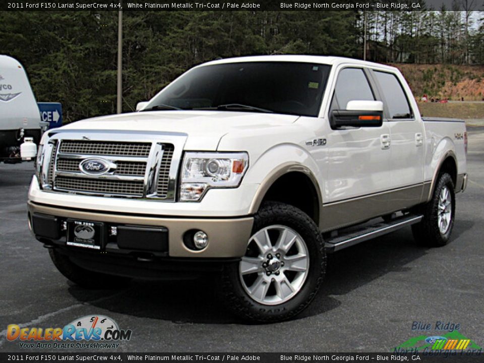 2011 Ford F150 Lariat SuperCrew 4x4 White Platinum Metallic Tri-Coat / Pale Adobe Photo #1