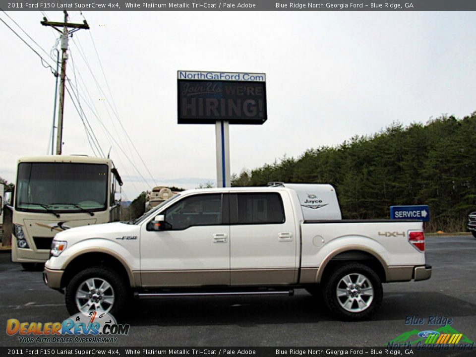 2011 Ford F150 Lariat SuperCrew 4x4 White Platinum Metallic Tri-Coat / Pale Adobe Photo #2