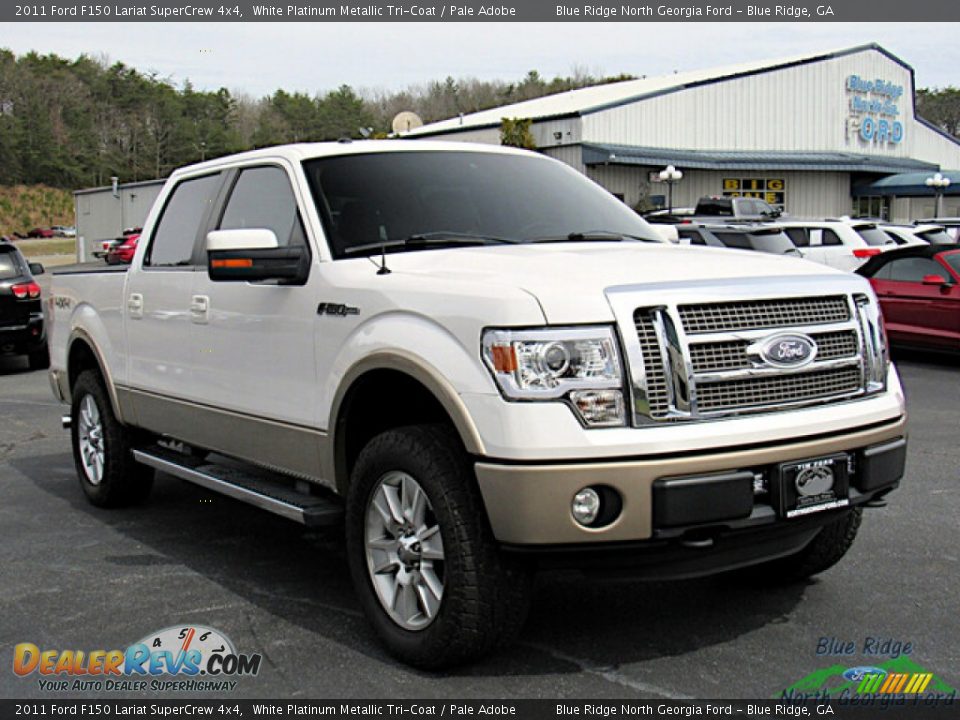 2011 Ford F150 Lariat SuperCrew 4x4 White Platinum Metallic Tri-Coat / Pale Adobe Photo #7