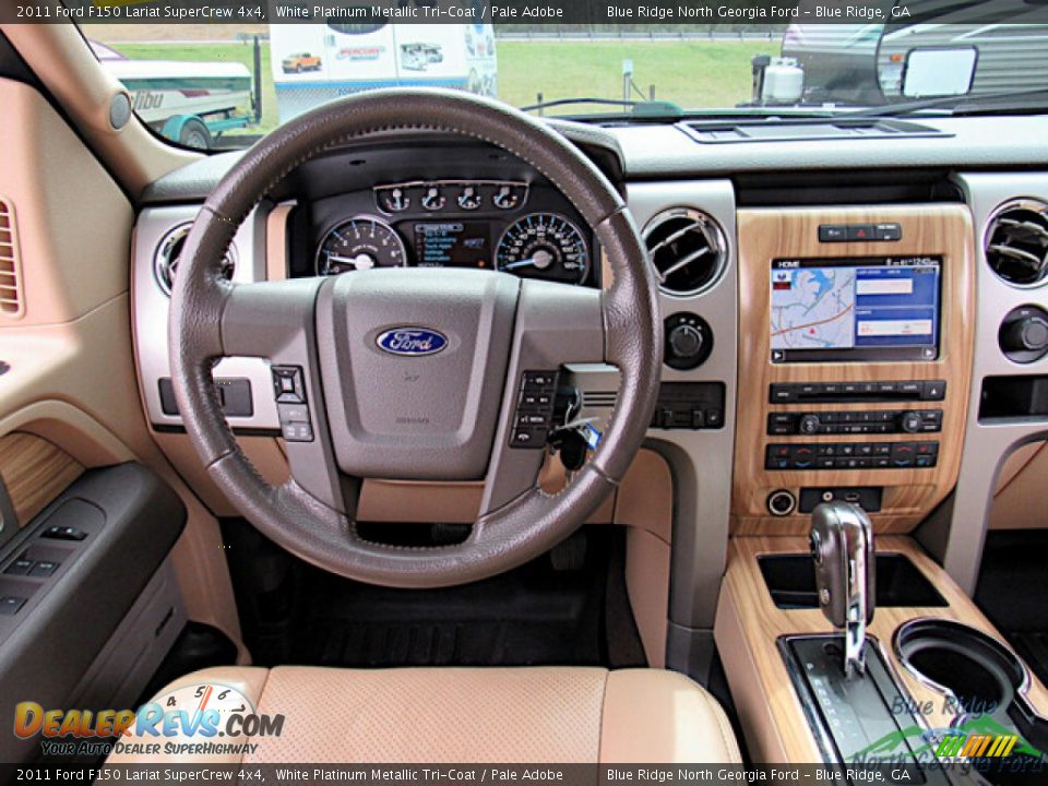 2011 Ford F150 Lariat SuperCrew 4x4 White Platinum Metallic Tri-Coat / Pale Adobe Photo #14