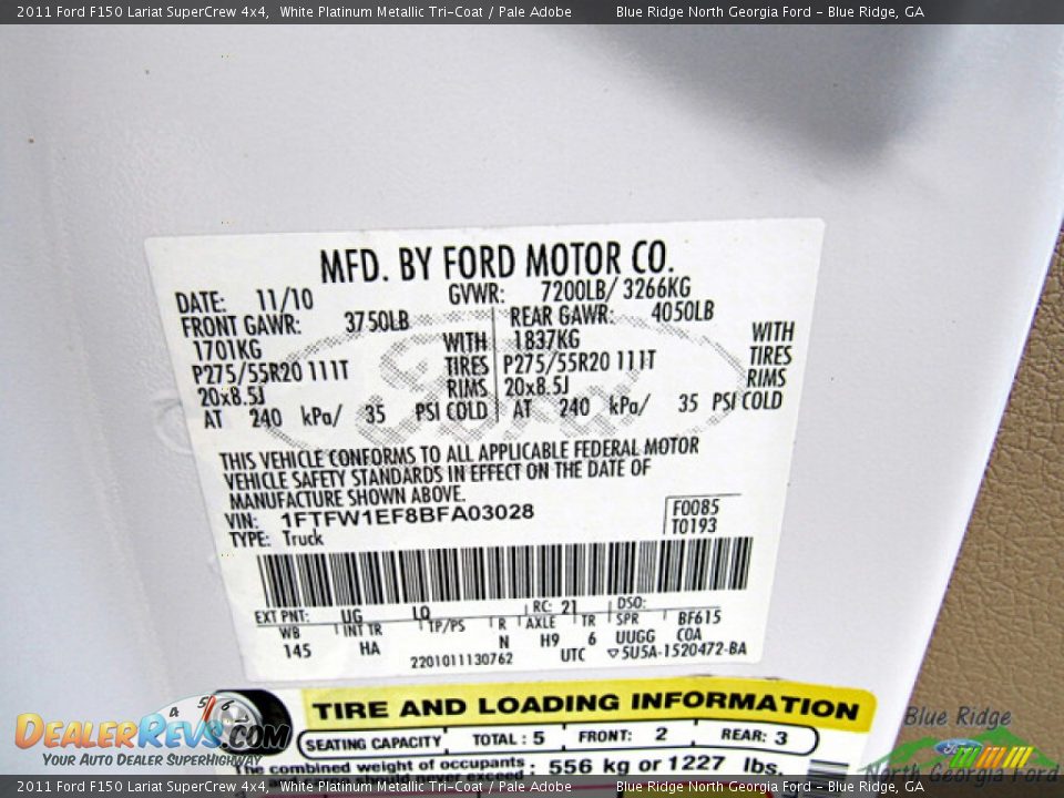2011 Ford F150 Lariat SuperCrew 4x4 White Platinum Metallic Tri-Coat / Pale Adobe Photo #24