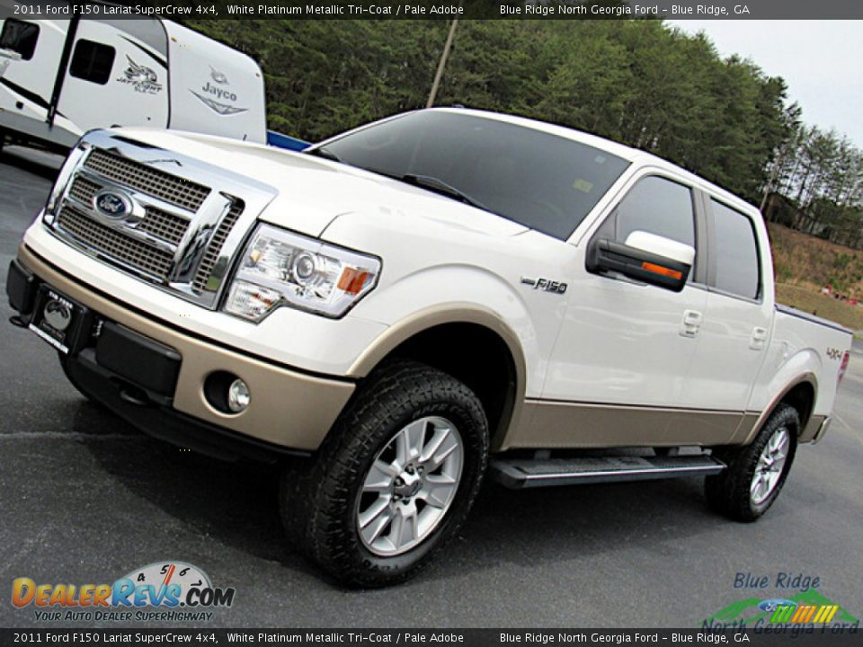 2011 Ford F150 Lariat SuperCrew 4x4 White Platinum Metallic Tri-Coat / Pale Adobe Photo #25