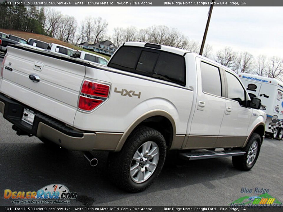2011 Ford F150 Lariat SuperCrew 4x4 White Platinum Metallic Tri-Coat / Pale Adobe Photo #27