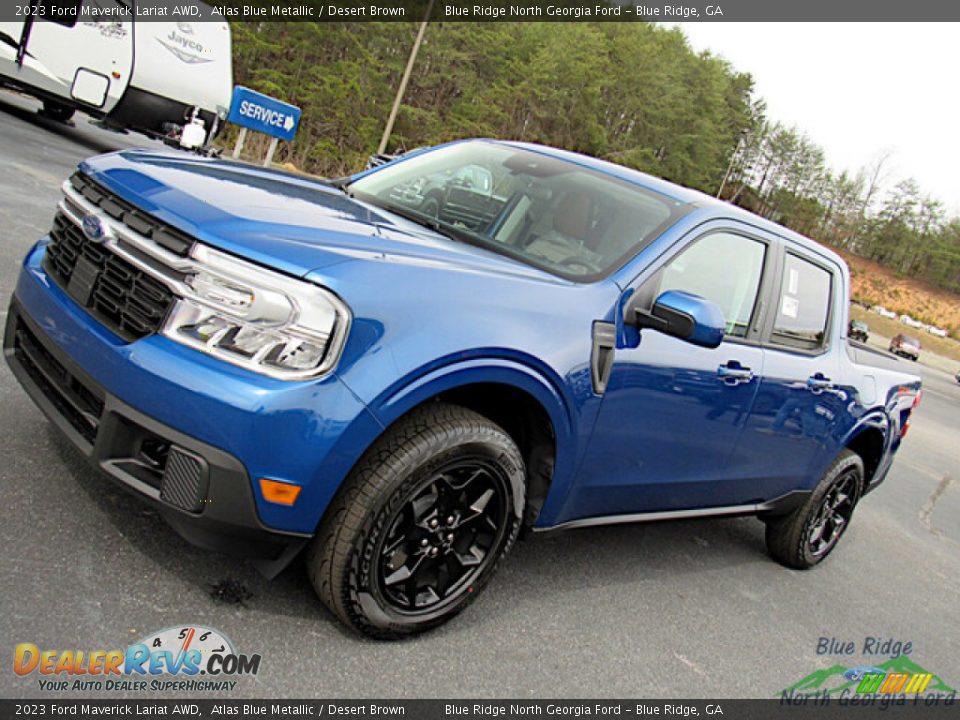 2023 Ford Maverick Lariat AWD Atlas Blue Metallic / Desert Brown Photo #27