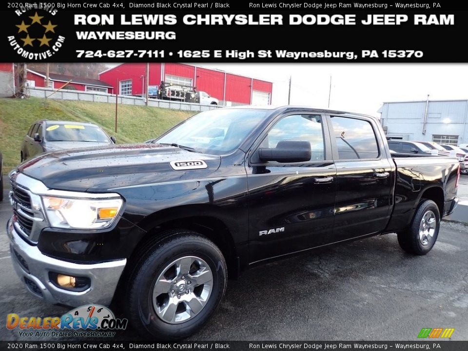 2020 Ram 1500 Big Horn Crew Cab 4x4 Diamond Black Crystal Pearl / Black Photo #1