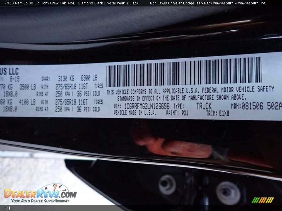 Ram Color Code PXJ Diamond Black Crystal Pearl