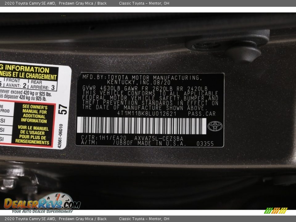 2020 Toyota Camry SE AWD Predawn Gray Mica / Black Photo #20