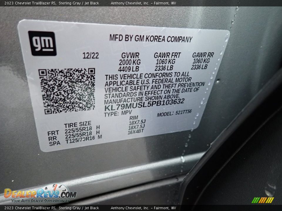 2023 Chevrolet TrailBlazer RS Sterling Gray / Jet Black Photo #15