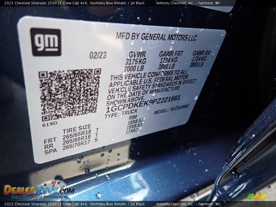 2023 Chevrolet Silverado 1500 LT Crew Cab 4x4 Northsky Blue Metallic / Jet Black Photo #15