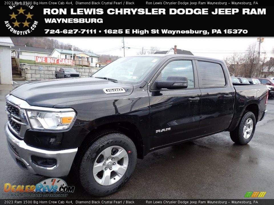 2023 Ram 1500 Big Horn Crew Cab 4x4 Diamond Black Crystal Pearl / Black Photo #1