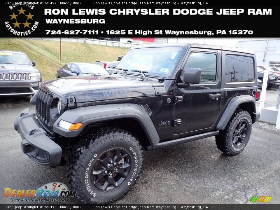 2023 Jeep Wrangler Willys 4x4 Black / Black Photo #1