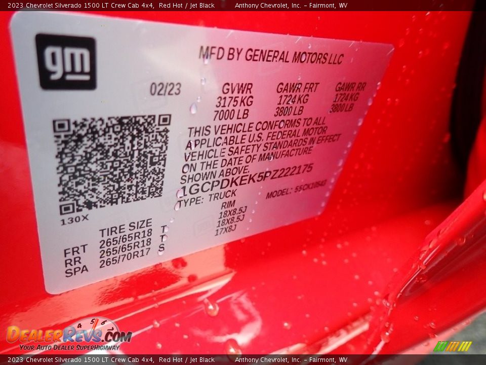 2023 Chevrolet Silverado 1500 LT Crew Cab 4x4 Red Hot / Jet Black Photo #15