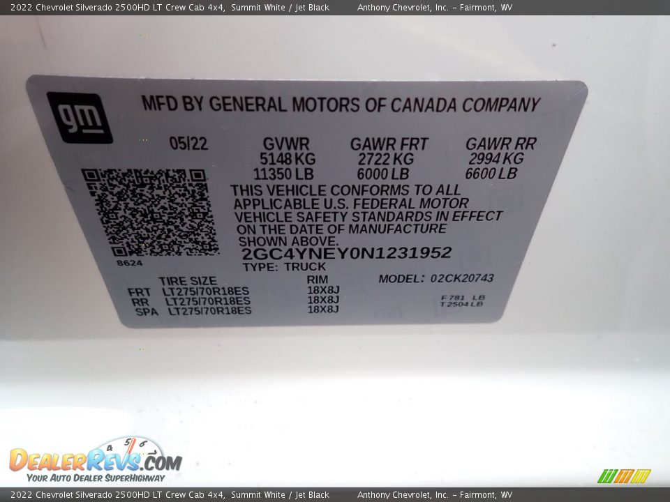 2022 Chevrolet Silverado 2500HD LT Crew Cab 4x4 Summit White / Jet Black Photo #15