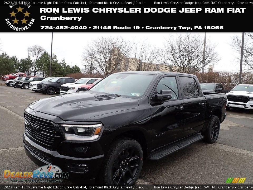 2023 Ram 1500 Laramie Night Edition Crew Cab 4x4 Diamond Black Crystal Pearl / Black Photo #1