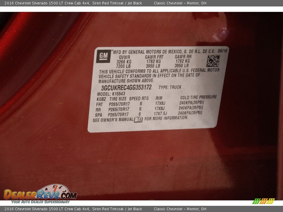2016 Chevrolet Silverado 1500 LT Crew Cab 4x4 Siren Red Tintcoat / Jet Black Photo #22