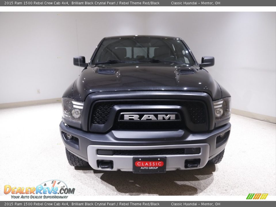 2015 Ram 1500 Rebel Crew Cab 4x4 Brilliant Black Crystal Pearl / Rebel Theme Red/Black Photo #2