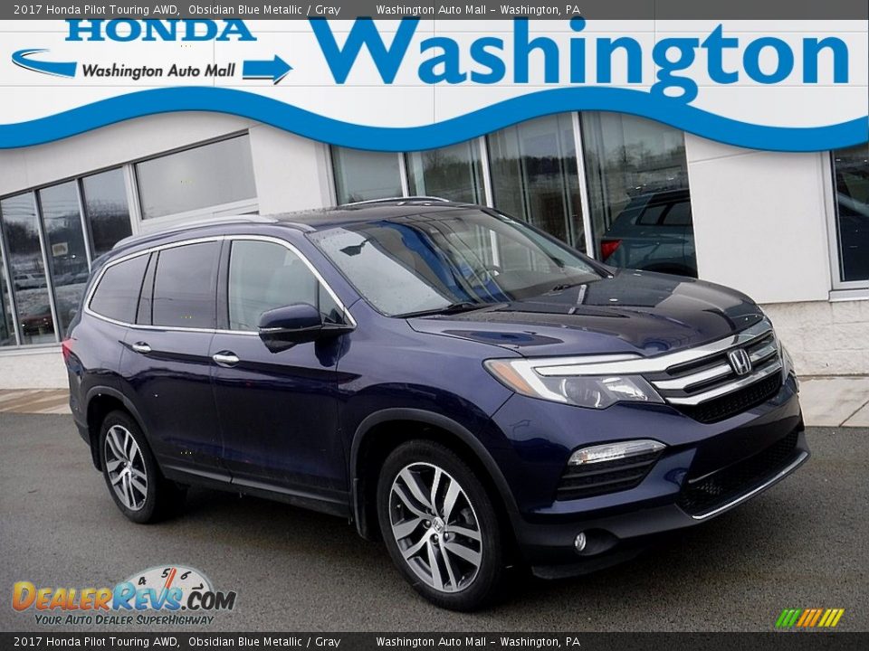 2017 Honda Pilot Touring AWD Obsidian Blue Metallic / Gray Photo #1