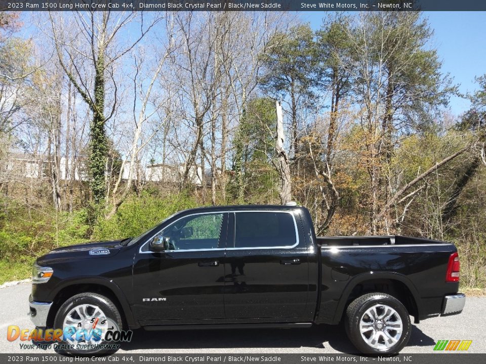 2023 Ram 1500 Long Horn Crew Cab 4x4 Diamond Black Crystal Pearl / Black/New Saddle Photo #1