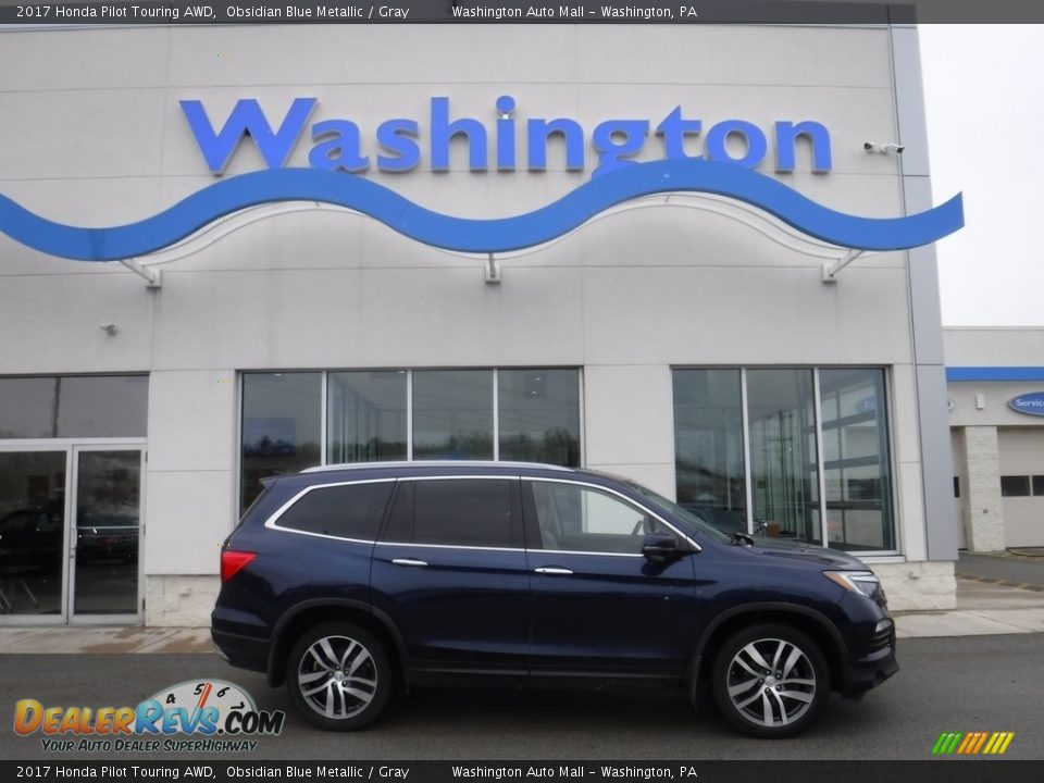 2017 Honda Pilot Touring AWD Obsidian Blue Metallic / Gray Photo #2