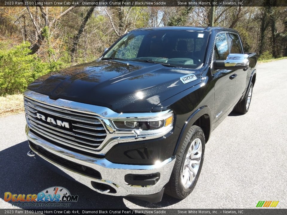 2023 Ram 1500 Long Horn Crew Cab 4x4 Diamond Black Crystal Pearl / Black/New Saddle Photo #2