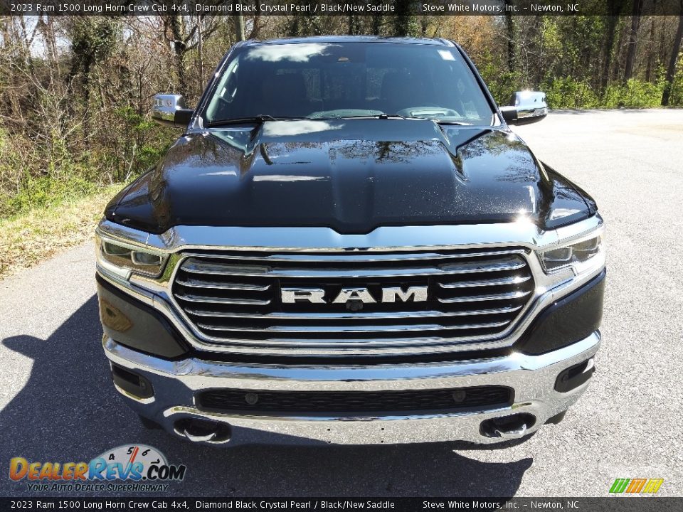 2023 Ram 1500 Long Horn Crew Cab 4x4 Diamond Black Crystal Pearl / Black/New Saddle Photo #3