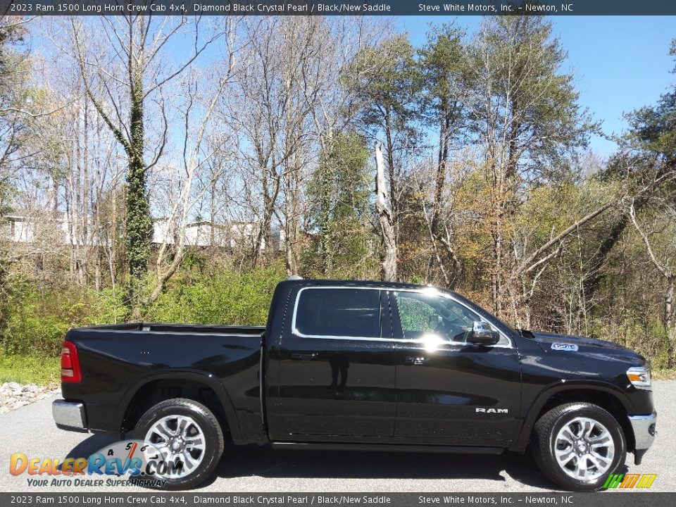 2023 Ram 1500 Long Horn Crew Cab 4x4 Diamond Black Crystal Pearl / Black/New Saddle Photo #5