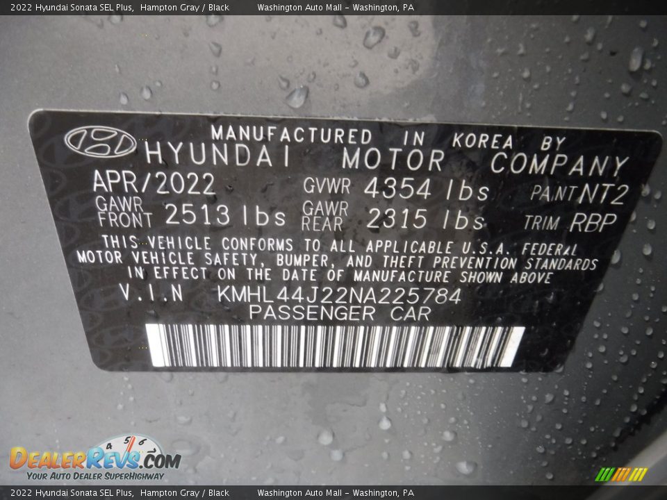 2022 Hyundai Sonata SEL Plus Hampton Gray / Black Photo #29