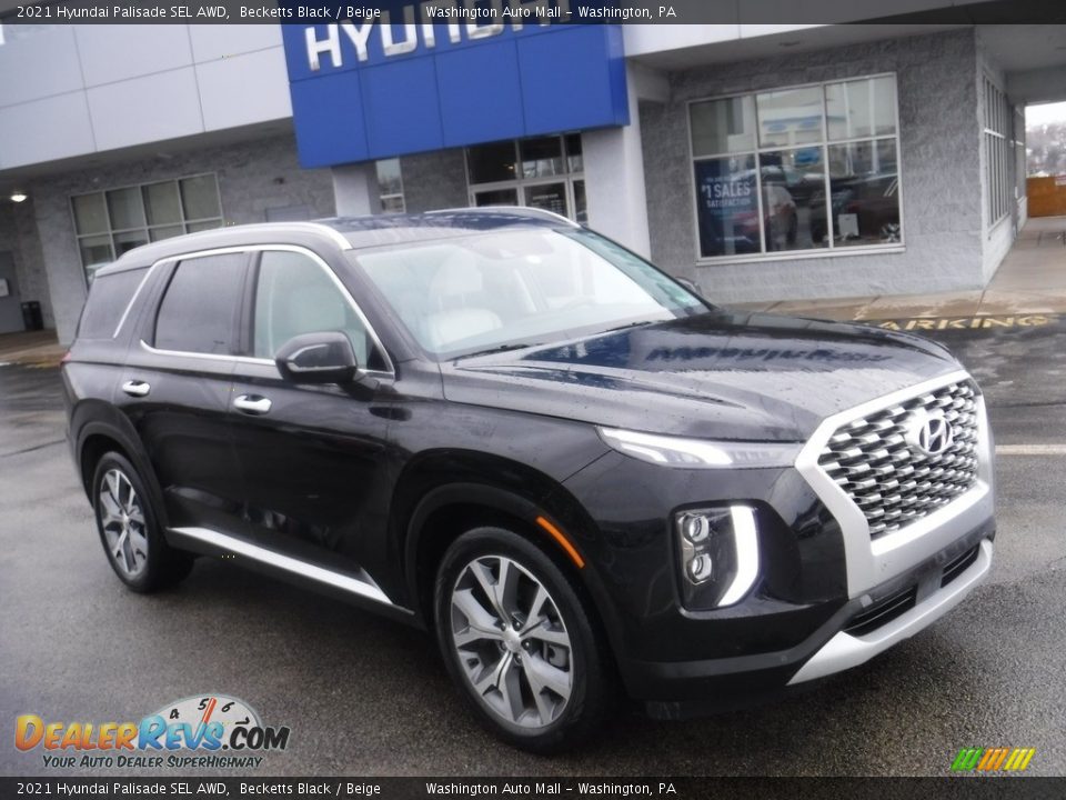 2021 Hyundai Palisade SEL AWD Becketts Black / Beige Photo #1