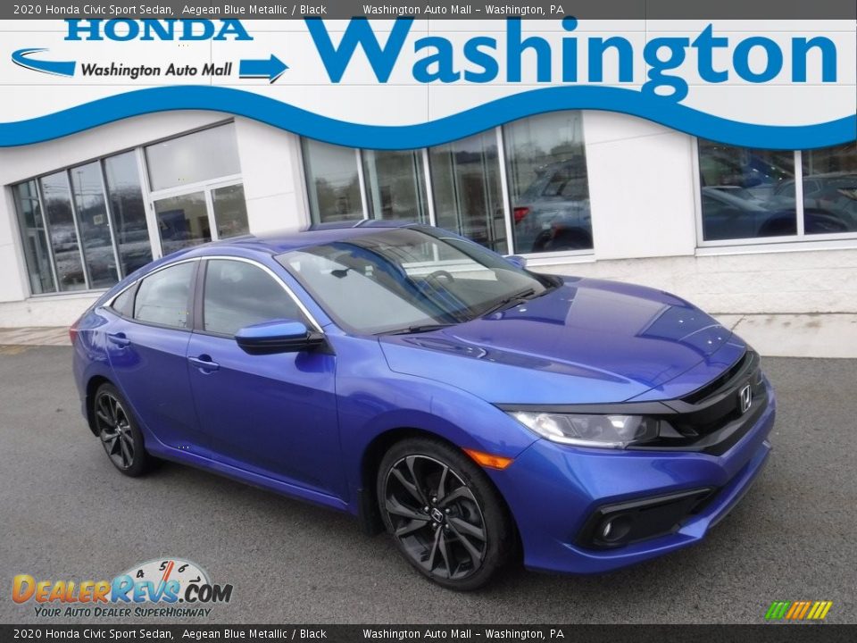 2020 Honda Civic Sport Sedan Aegean Blue Metallic / Black Photo #1